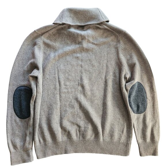 Gap Shawl Collar Pullover Elbow Patch Sweater Brown Cotton Wool Men's Size L - Picture 5 of 8